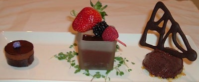 Dessert consisted of three parts—all them chocolate.