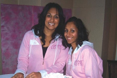 Event staff sported pink Jeanne Lottie hoodies during the annual Pink Bedroom Party fund-raiser at Liberty Grand.