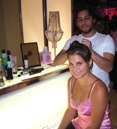 Stylists at the P&G Beauty bar pampered partygoers.
