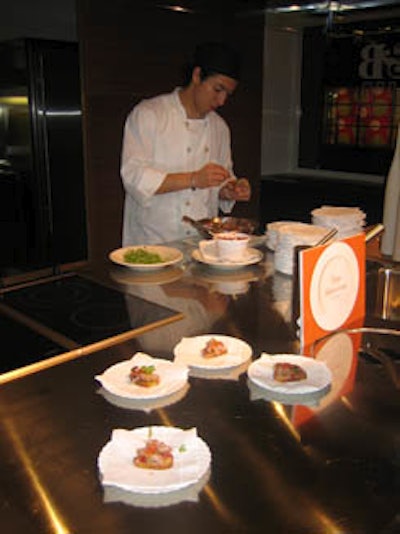 Chefs from Lever House served caviar-topped salt cod salad on crostini.