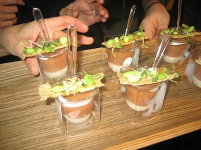 Chef Dan Barber of Blue Hill served buttermilk panna cotta with homemade V-8 juice.