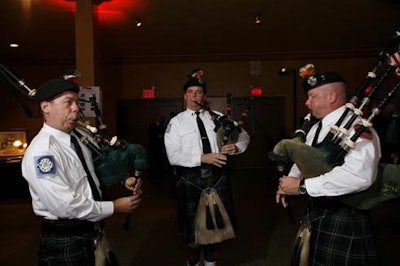 Bagpipers performed during the event.