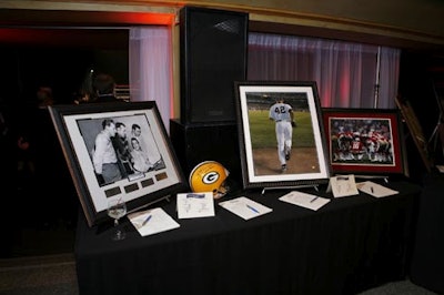 Sports memorabilia was up for auction.