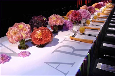 Bunches of colorful dahlias adorned the table.