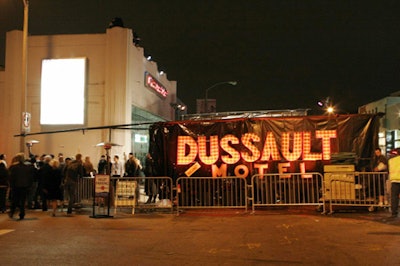 Guests assembled on a closed block of Melrose.