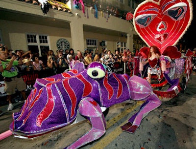 In keeping with this year's theme, Susann D' Antonio of Key West maneuvered her giant toad and Queen of Hearts costume down Duval Street.