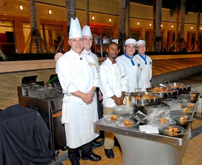 Under the direction of their professors, aspiring chefs from Johnson and Wales University served guests.