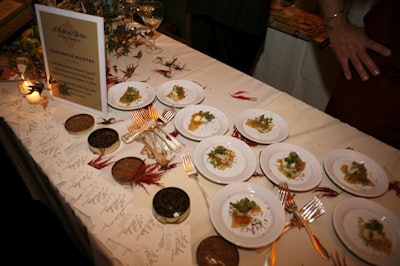 Italian restaurants from Mario Batali and Joe Bastianich's restaurant group served small plates of truffle-themed hors d'oeuvres during cocktails.