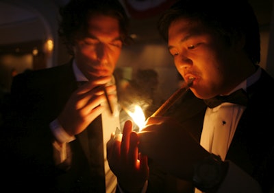Guests were able to light up at Fight Night, thanks to a last-minute waiver of the city's new smoking ban.