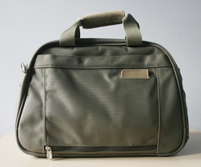 Briggs & Riley's compact boarding tote ($129) is made of durable nylon and has a removable waterproof pouch for toiletries, interior and exterior pockets, and an attachable shoulder strap.