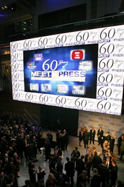 A 40- by 22-foot screen projected the Meet the Press logo, as well as snippets from the show's 60-year run.
