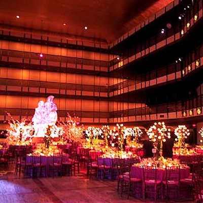 The upstairs lobby of the New York State Theater served as the dining room for the PEN Literary Gala.
