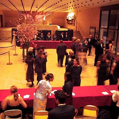 The guest check-in area was inside the theater's lobby.