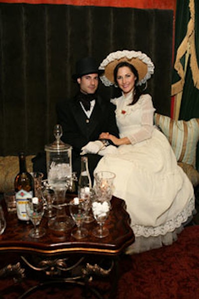 A costumed couple evoked absinthe's original heyday, 1863.