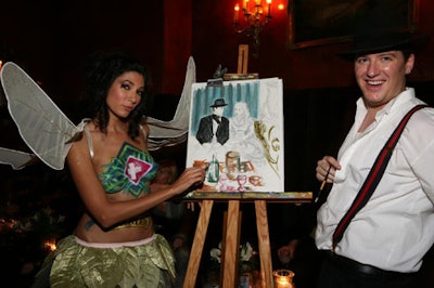 A sketch artist drew patrons sipping on absinthe cocktails.