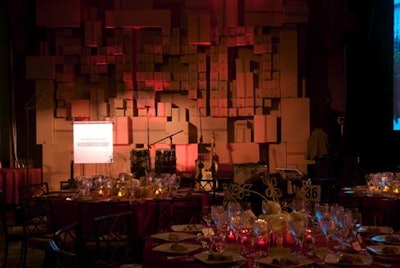 Rows of cardboard boxes shaped the backdrop for the evening's entertainment.