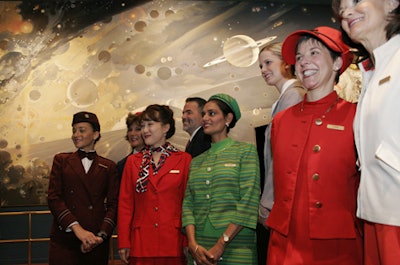 Event sponsor Northwest Airlines had attendants in vintage uniforms working the event.