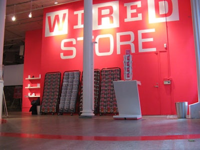 Tronic Studio and Wired's design team created the graphic look of the store, which featured visual cues like stripes on the floor in the magazine's signature pink.