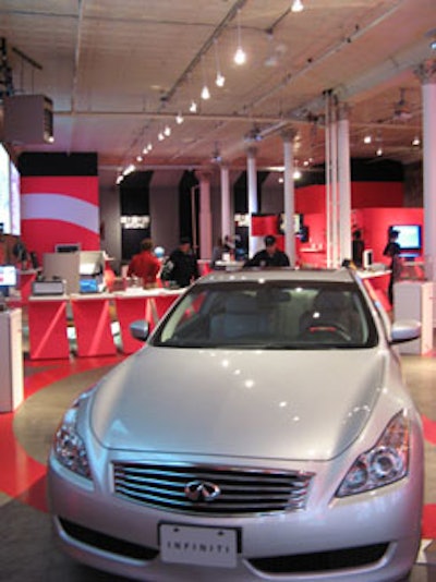 One of the challenges for the promotion was finding a space with drive-in access for sponsor Infiniti's vehicle display.
