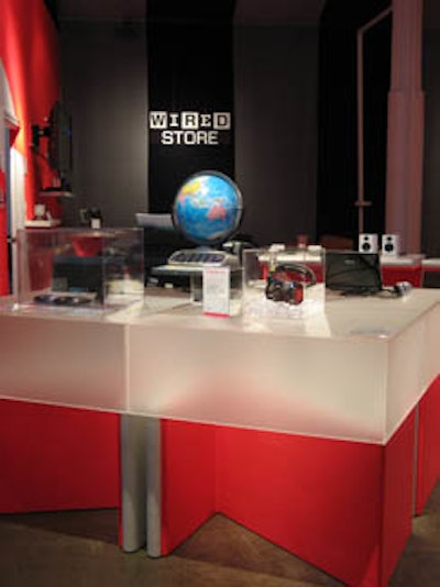 The space is a mix between a gallery and a retail store, with the magazine exhibiting items such as Oregon Scientific's SmartGlobe Deluxe and Ultrasone's surround-sound headphones.