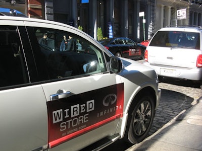 Infiniti showed off its latest vehicles with the Wired Wheels promotion, which provided door-to-door shuttle service from the store to any Manhattan location below 34th Street.
