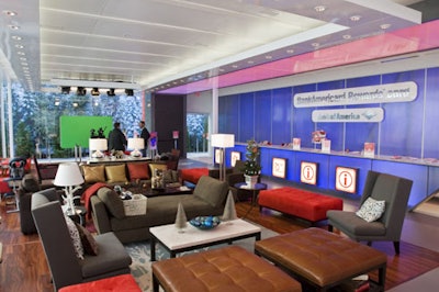 Filled with comfortable furniture, books, and bowls of candy, the lounge area gave guests a place to relax and bank reps an informal place to chat to interested consumers.