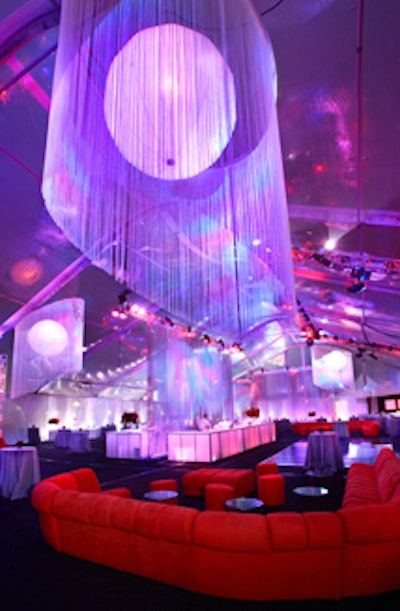 Large light installations created a club vibe at the official after-party.