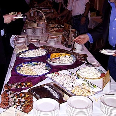 Lioni Bufala Mozzarella, one of the several Italian restaurants and food stores at the Bevi e Mangia Italian food and wine tasting event, put out plates of mozzarella.