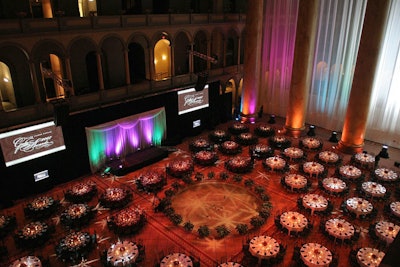 Gobo lights shined giants stars on the reception and dining area floors.