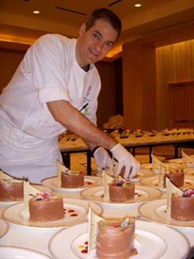 Executive pastry chef Jordi Panisello prepared more than 250 chocolate 'Venetian Mask' desserts.