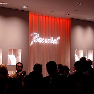 Musters & Company used a gobo with the Baccarat logo for a subtle decor element at the company's store opening party.