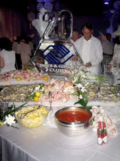 The centerpiece of the raw bar was an ice sculpture the club created specially for the occasion.