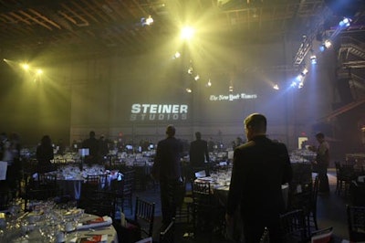 Sponsors' logos appeared on the walls of the dinner space.