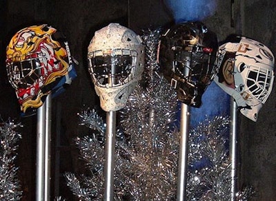 A private collector supplied goalie masks for a display in the Fermenting Cellar during the