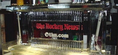 An ice sculpture helped give the Fermenting Cellar a hockey arena feel.