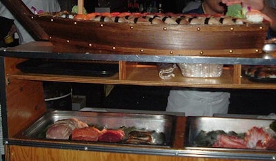 Japan Deli served sushi at a food station.