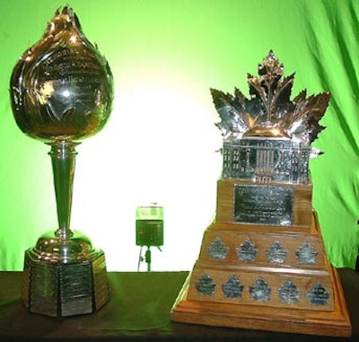 Guests could have a souvenir photo with the legendary Hart Trophy (left) and the Conn Smythe (right).