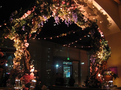 Inside, an archway covered in spring flowers represented that season.