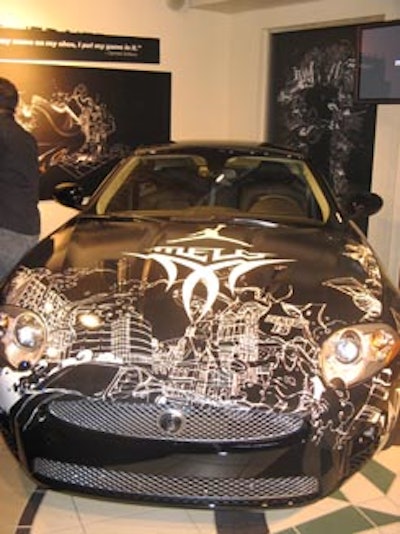 Hand drawings inspired by Carmelo Anthony's tattoos wrapped a Jaguar.