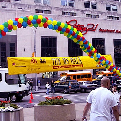 At the start and finish point for the MS Walk, participants were welcomed by a balloon arch created by L & S Cards.
