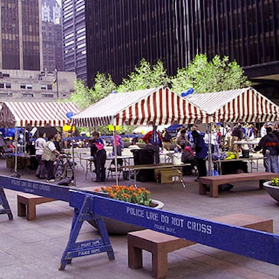 Corporate and community teams who raised $35,000 or more did not have to stand in registration lines--they could meet in tents from Main Attractions at the east entrance of the World Trade Center Plaza.
