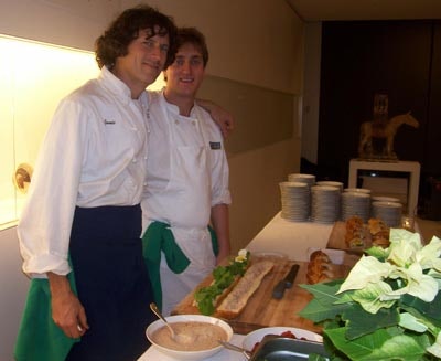 Chefs Jamie Kennedy and Matt Schaffer prepared bite-sized Pan-bagnat sandwiches at a live food station.