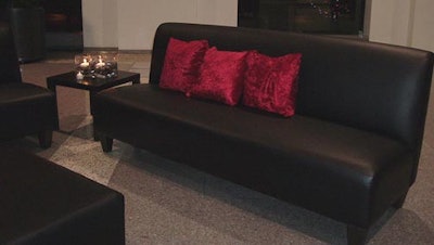 Décor and More also provided black leather furniture for intimate lounge settings.