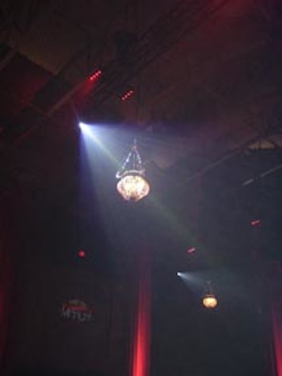 Chandeliers high above the dining area added to the mystic lighting effect.