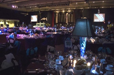 Décor & More dressed the dining area in shades of blue for the Children's Aid Foundation's annual Teddy Bear Affair fund-raiser, held at the Metro Toronto Convention Centre.