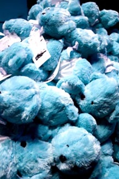 A mountain of Tiffany's blue teddy bears were up for bids in the auction.