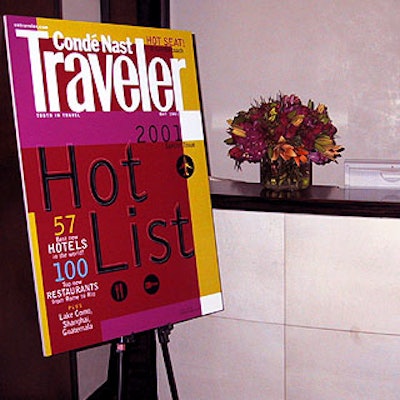 A blowup of the cover of Conde Nast Traveler's 'Hot List' issue stood next to the Chambers' front desk.