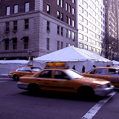 A long, narrow tent covered a stretch of sidewalk in front of Lancel's new Madison Avenue store, and a larger tent on 80th Street housed the cabaret area of the party.