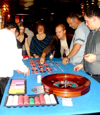 ESPN employees gambled the night away in the casino playing blackjack, roulette, and other games.