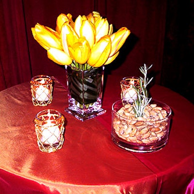 Bowls of nuts--the newly hip party snacks--were placed on the cocktail tables.